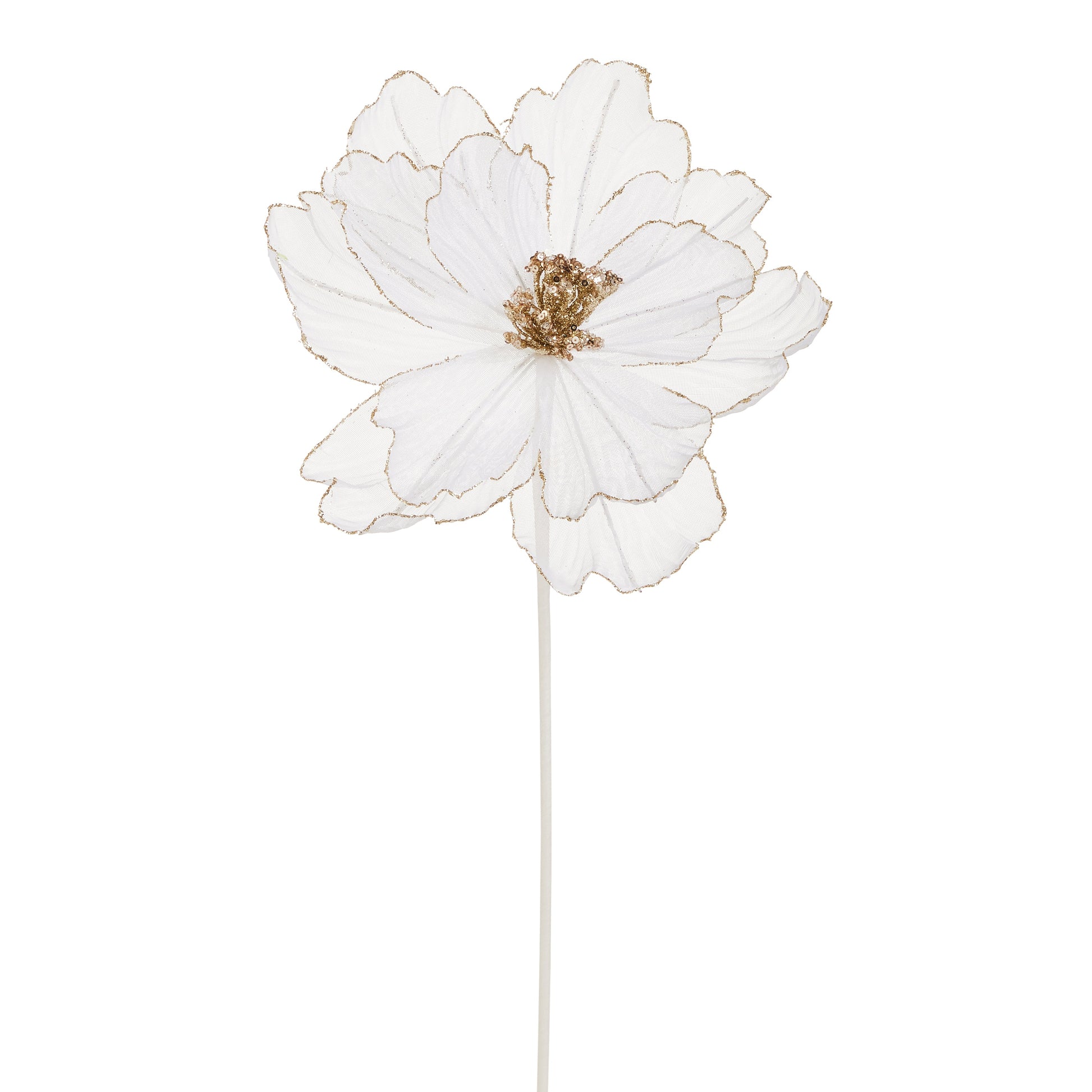 21" White Sheer Flower Stem
