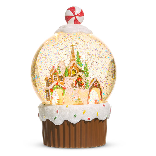 9.5" Animated Gingerbread Village Water Globe