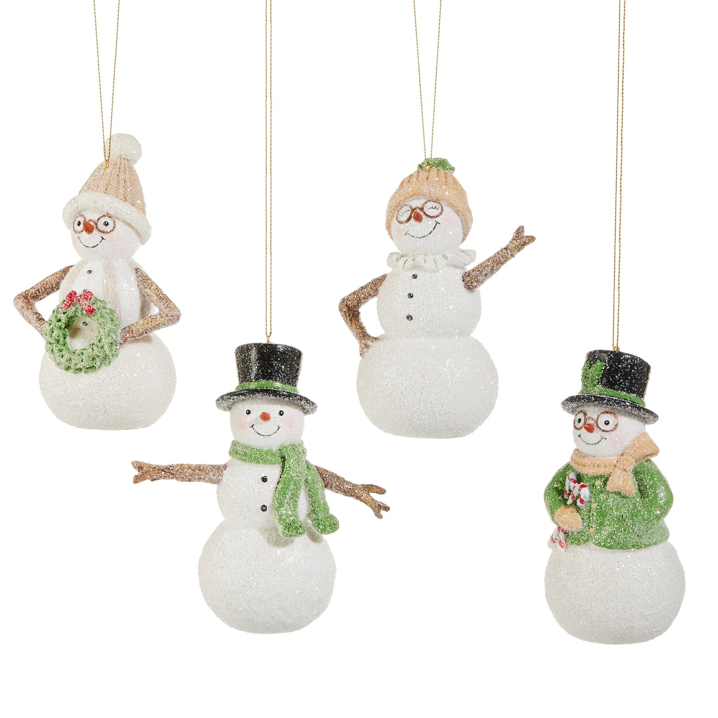 5" Woodland Snowman Ornament snowmen asst/4