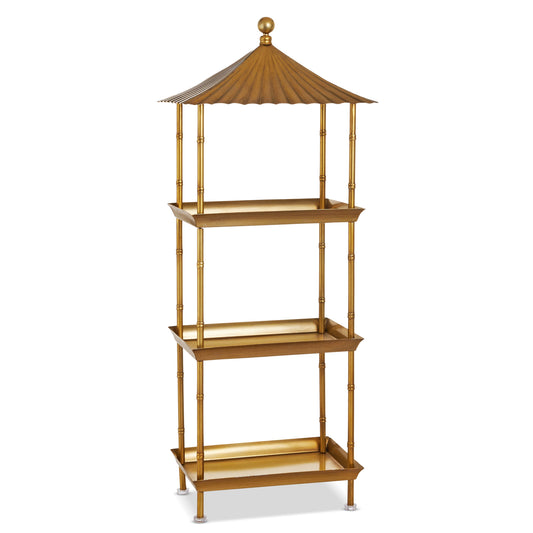 39" Gold Pagoda Etagere