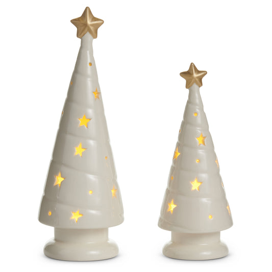 9" White Lighted Trees