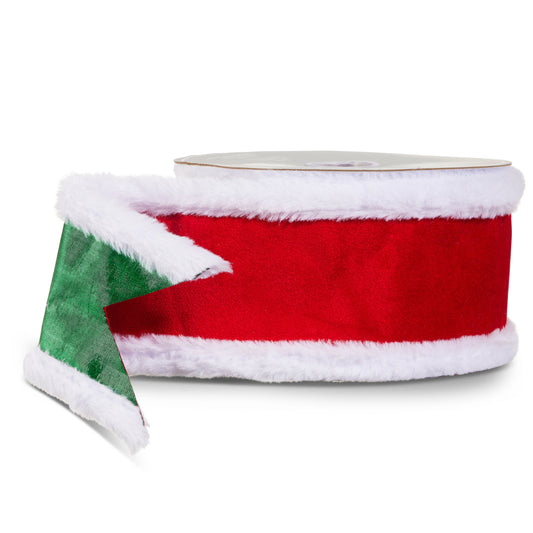 4" X 10 Yds Festive Red and White  Holiday Wired Ribbon