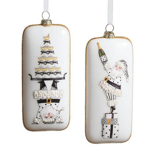 5.5" Champagne Santa Rectangle Ornament