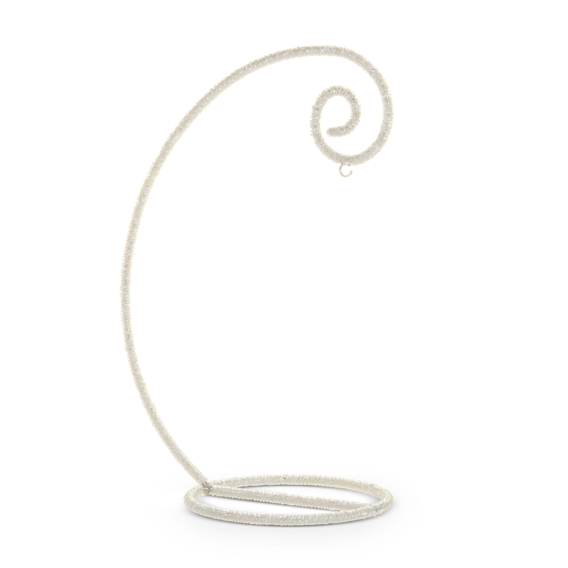 13.5" White Beaded Ornament Stand