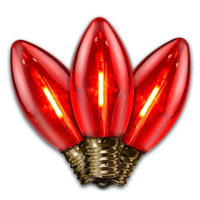 LED C9 Smooth Transparent Filament Bulb - Red