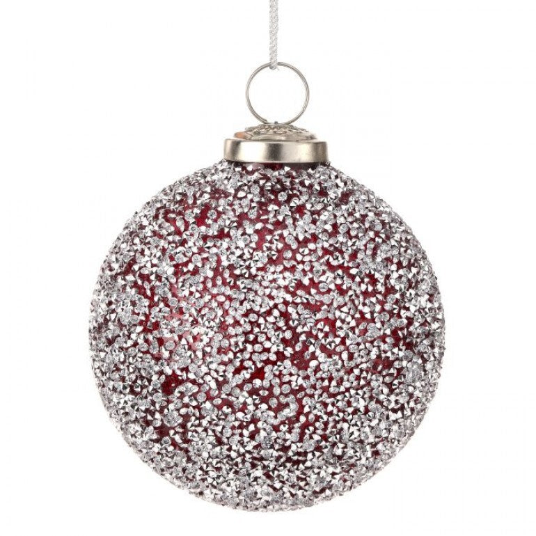 4" Beaded Glass Ball Ornament