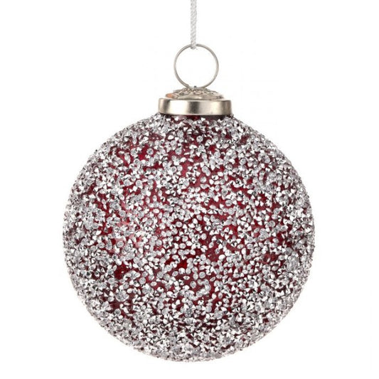 4" Beaded Glass Ball Ornament