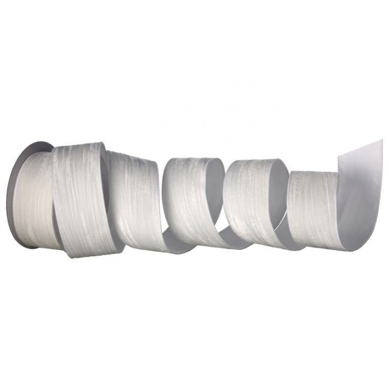 2.5" x 10yds Crush Wave Velvet Ribbon – White