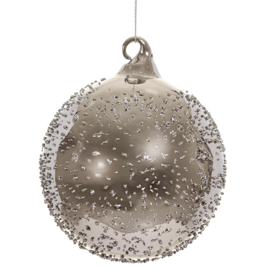 4.75" Glass Ball Ornament Textured Silver