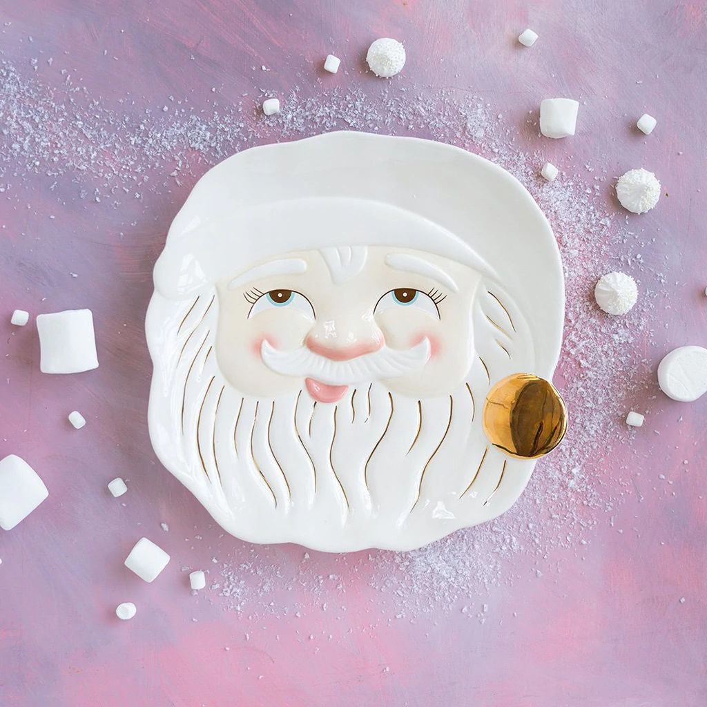 Papa Noel Cookie Platter Cream – 14" Ceramic