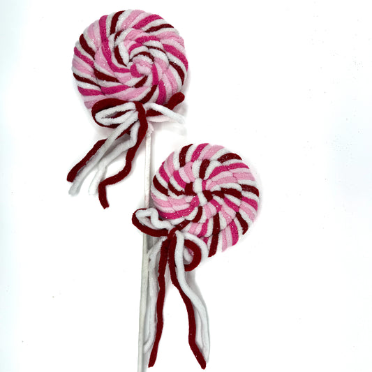 21" Chenille Glitter Lollipop Spray, Red/ Pink
