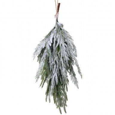24" Real Touch Norfolk Pine Teadrop W/Snow