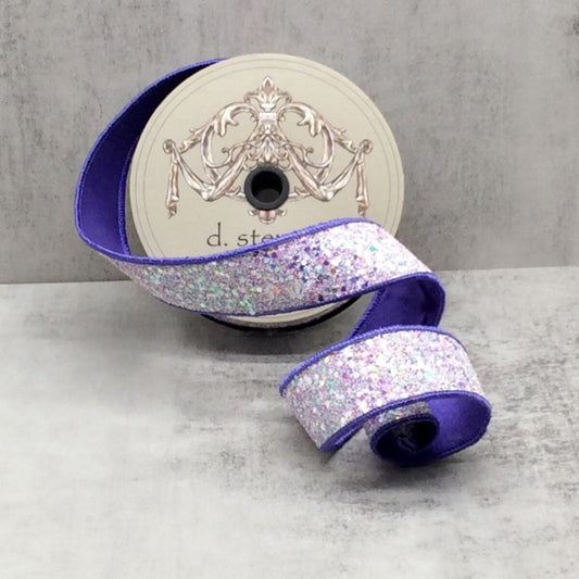 1.5" x 10yds Sugar Plum Glitter / Lovely Lavender