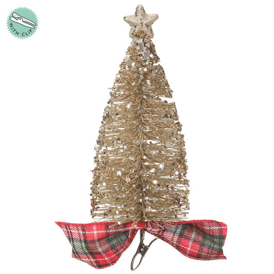 11" Champagne Glitter Tree with Clip