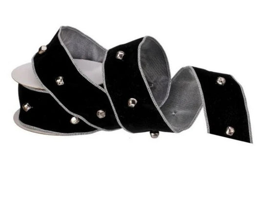 2.5" X 5Y Jingle Bell on Black Velvet Ribbon