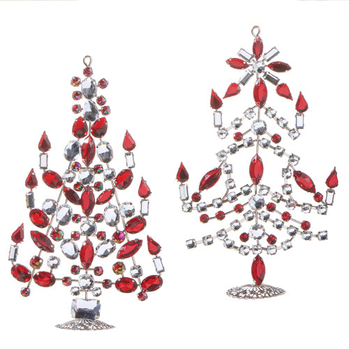 6.5" Red and Crystal Jeweled Tree Ornament