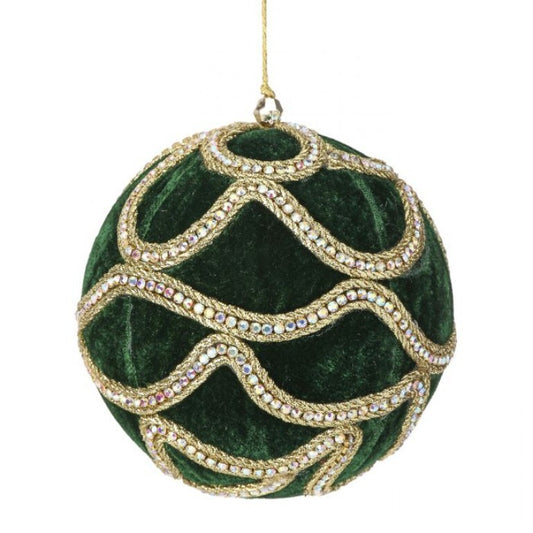 5" Velvet W/Jewel Ball Ornament