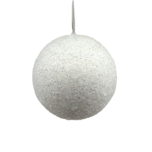 5" Frosted Texture Snowball Ornament White