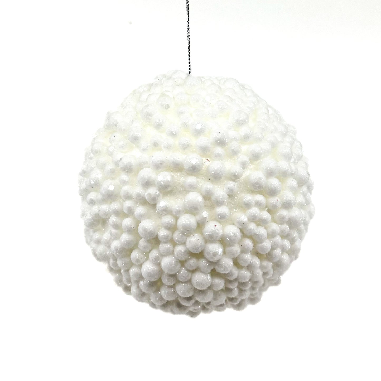 4" Glitter Berry Ball Ornament White