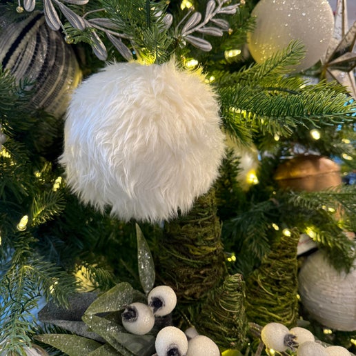5" Fur Ball Ornament White