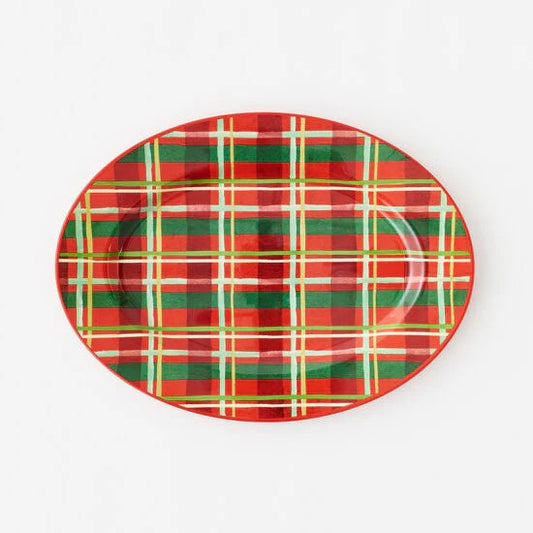 ENAMEL PLAID OVAL PLATTER – 17" Melamine