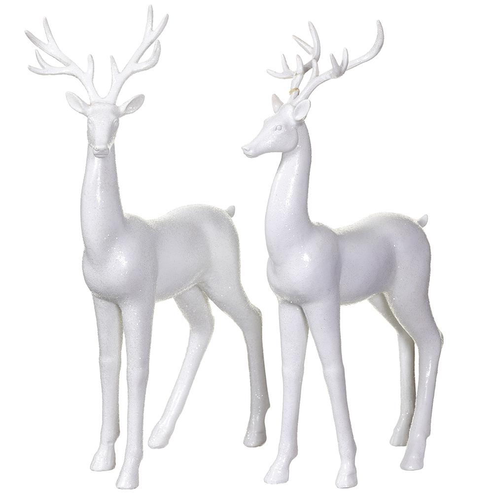 17" Glittered Reindeer - White (Sold individually)