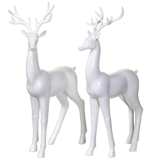 17" Glittered Reindeer - White (Sold individually)
