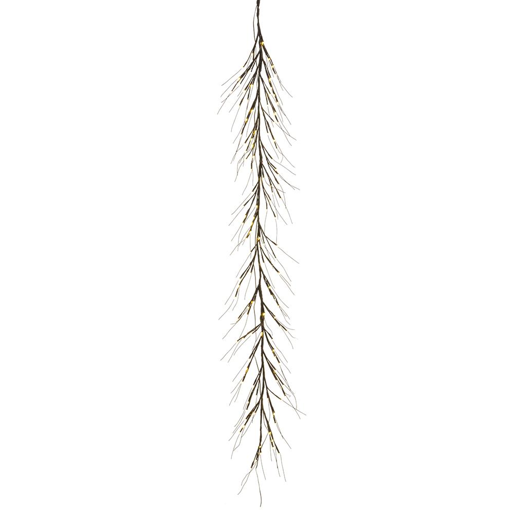 7' Faux Twig Garland 120 LED Lights Brown