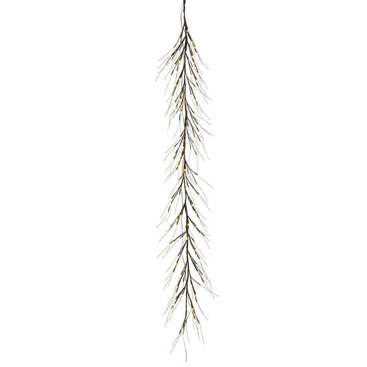 7' Faux Twig Garland 120 LED Lights Brown