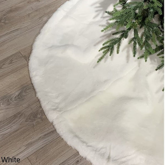 64" faux fur, tree skirt, white