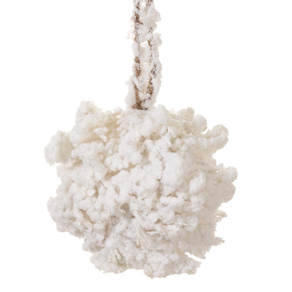 5" Snowed Ball Ornament White