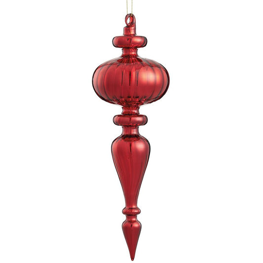 11" Glass Finial Ornament Red