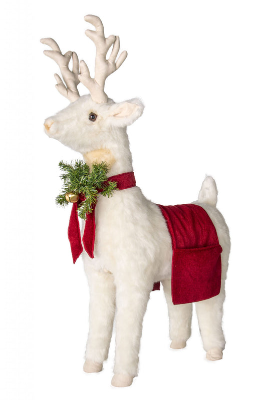 Footrest Reindeer, White-Bright Red Trim