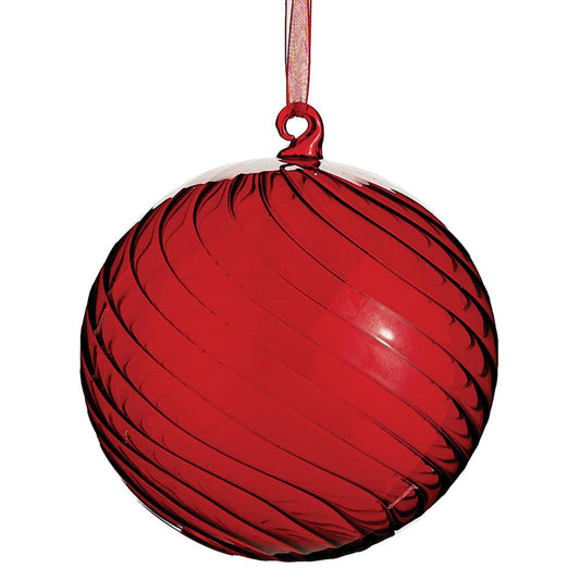 6" Glass Ball Ornament Red Swirl