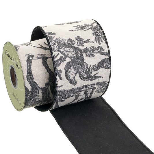 4" X 10Yd Toile Ribbon BK/BE