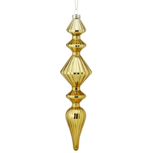 9.5" Shiny Gls Finial Ornament, Gold