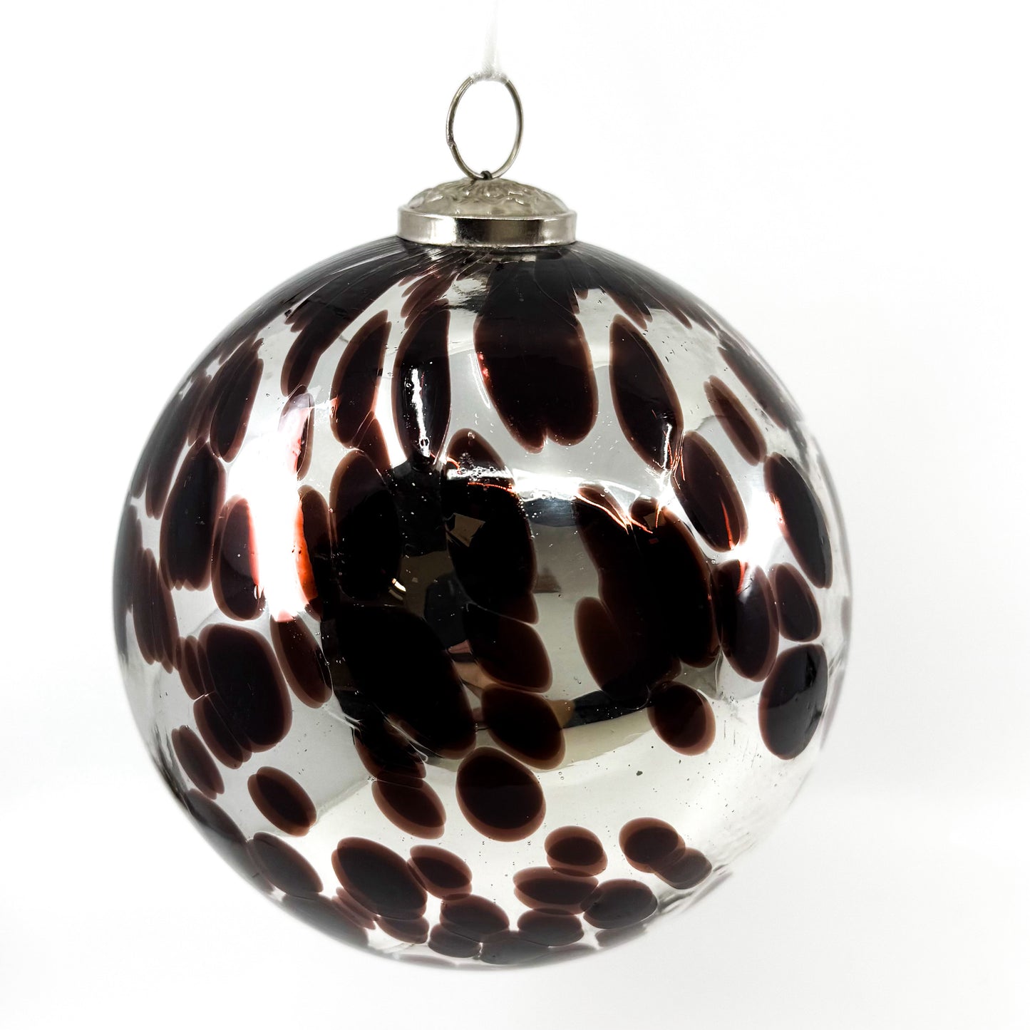 6" Clear Glass Animal Print Ball Ornament
