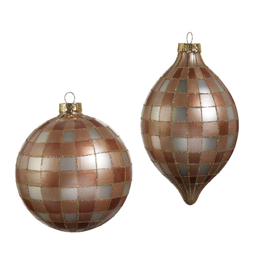 5" Tan Gingham Ornament (Asst/ 2)- Sold Individually