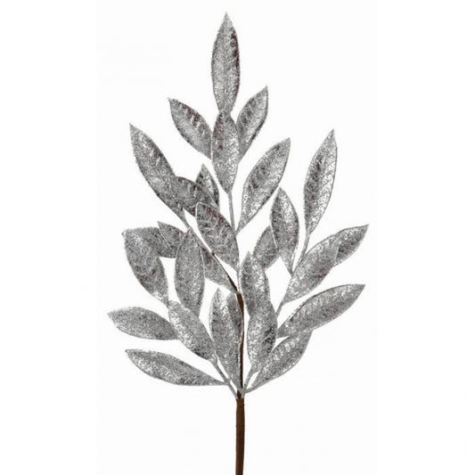24" Spray Antique Bay Leaf Glittered