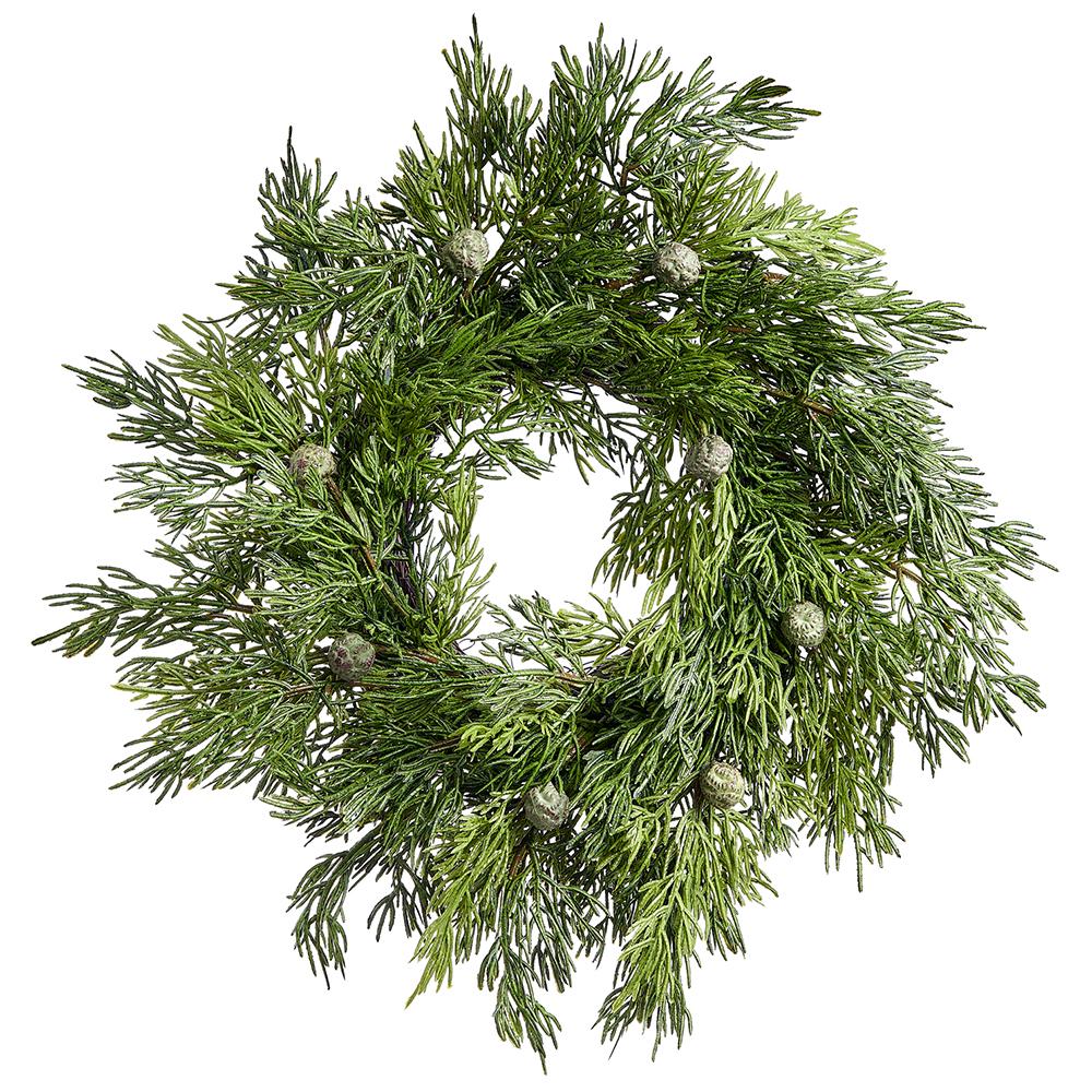 14" Juniper Wreath Green