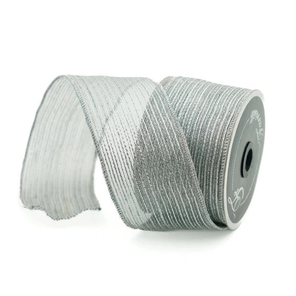 2.5" X 10yds Tinsel Shimmer Ribbon - Silver