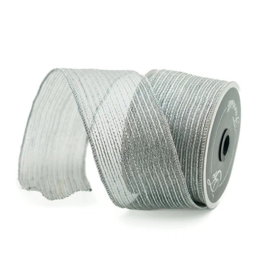 2.5" X 10yds Tinsel Shimmer Ribbon - Silver