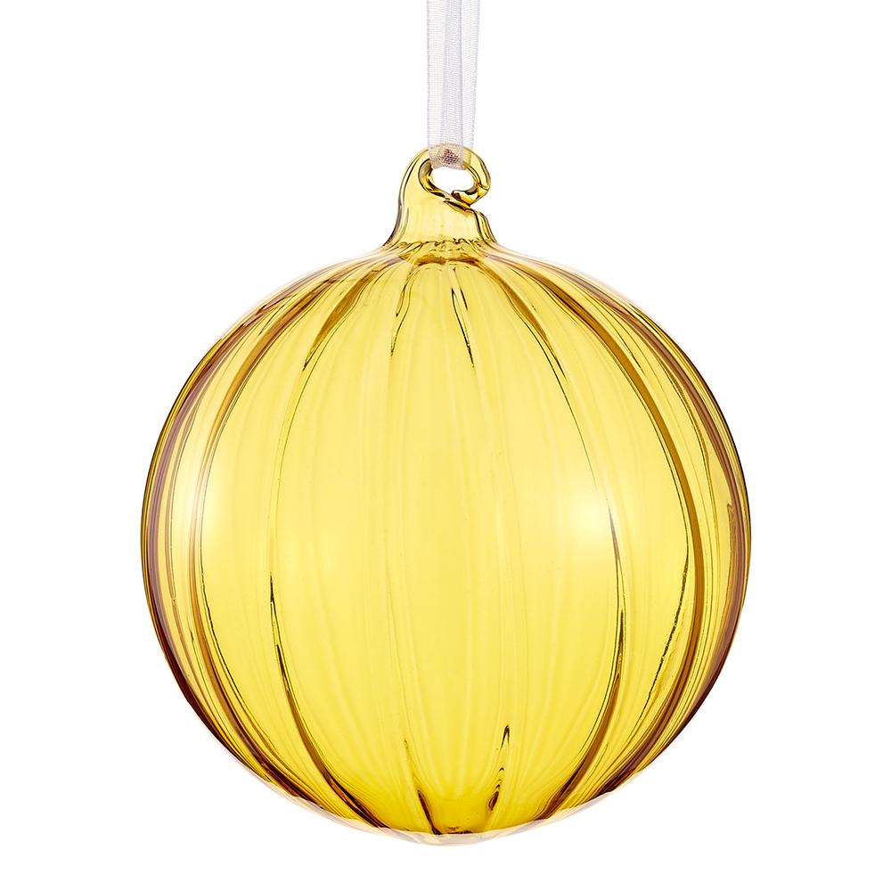 4" Glass Ball Ornament Amber