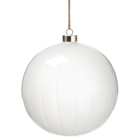 6" Glass Ball Ornament White