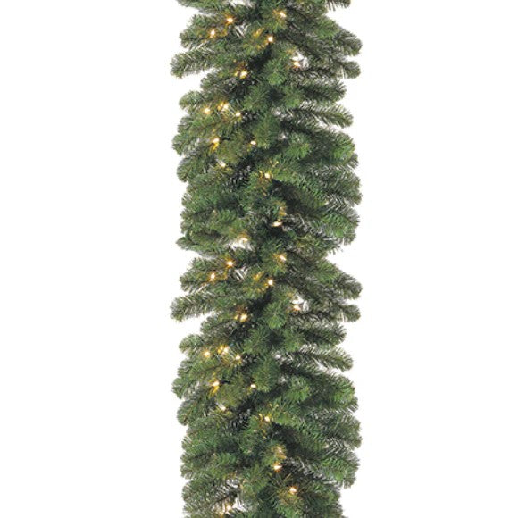 9' x 18" Noble Fir Garland with 100 Clear Lights