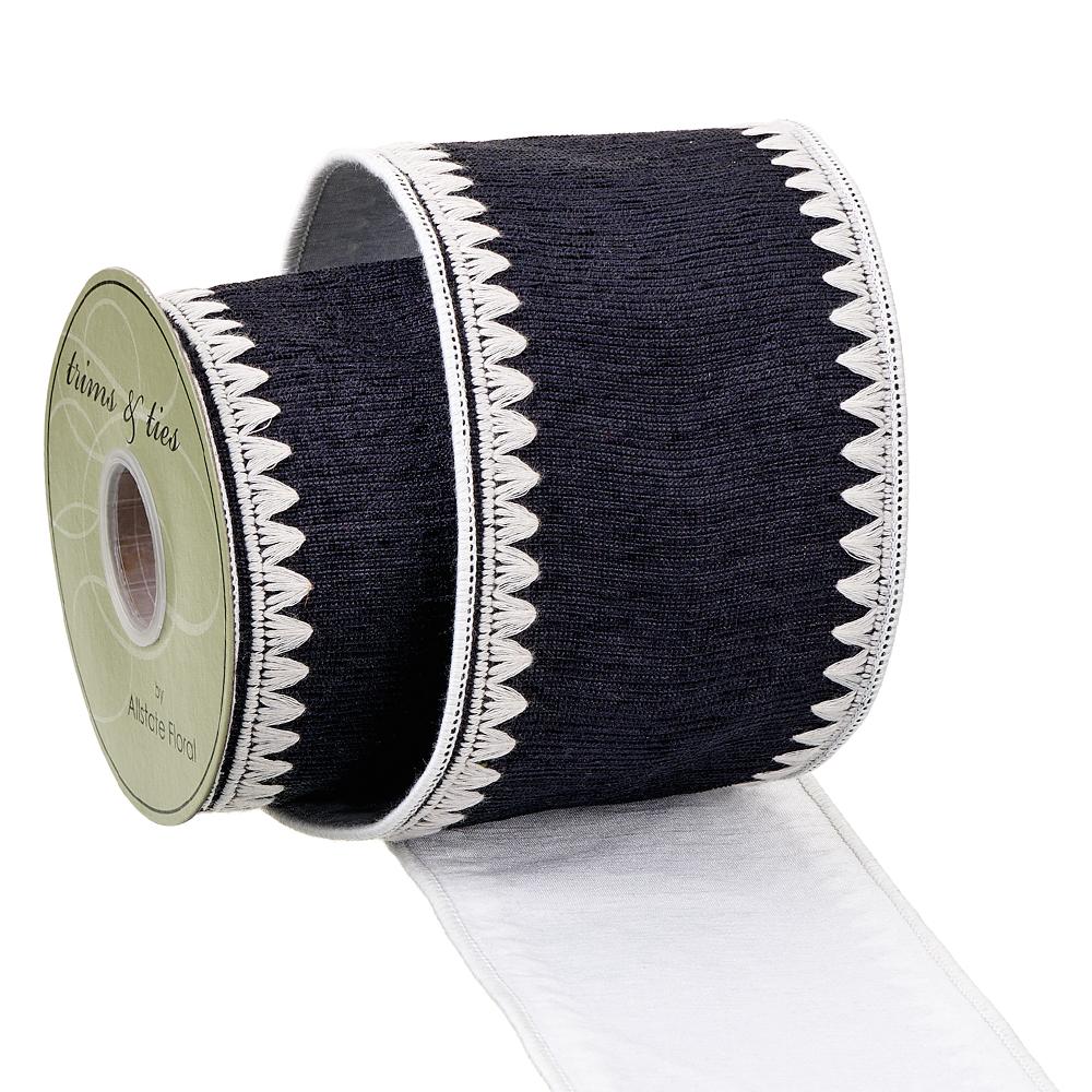 4" X 5Yds Braided Ribbon Black Ivory