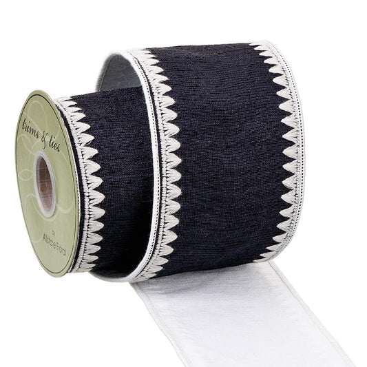 4" X 5Yds Braided Ribbon Black Ivory