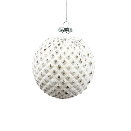 4" Antique Whitewash Ball Orn (ASST/ 2)