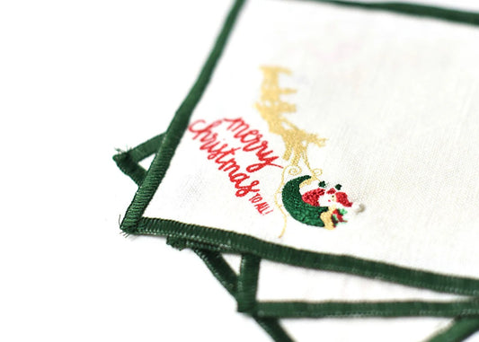 Flying Santa Cocktail Napkins (4/Set)