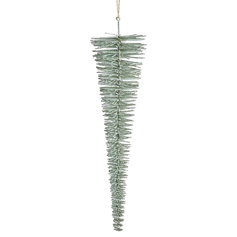 18" Bottle Brush Hanging Teardrop Gray Green